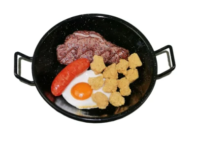 Precio barato Promoción Mancha 40cm Enamel Español Paella Pan de mariscos Sartén