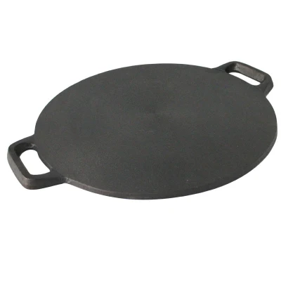 Heavy Duty Pre-Seasoned ronda de la bandeja de papel crepé de hierro fundido con mango