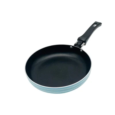 Mini Fry Pans de aluminio barato de fábrica con fondo plano y revestimiento antiadherente Para cocinar fondo espiral Bakelite Mango sartén