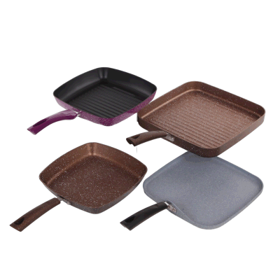 Sartén antiadherente Coating de mármol Pan de parrilla cuadrada con Bakelite Mango