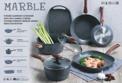 No-Stick Cookware Forged Frypan saucepan cazuela con tapa de cristal Grill Sartén y asa