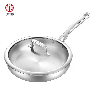 Huevo de inducción de titanio de mango largo Non-Stick sartén con tapa de cristal