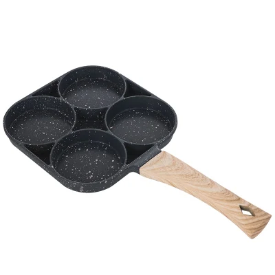 Venta en caliente Non Stick aluminio 4 tazas de huevo sartén Huevo Cooker Anillos molde redondo omelet hamburguesa Pancake Pan para Comodidad del desayuno