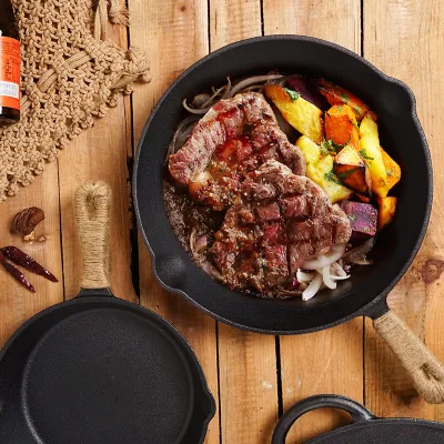 Sartén de hierro fundido grueso Cocina sin revestimiento cacerola de cocina Sartén Esg16055