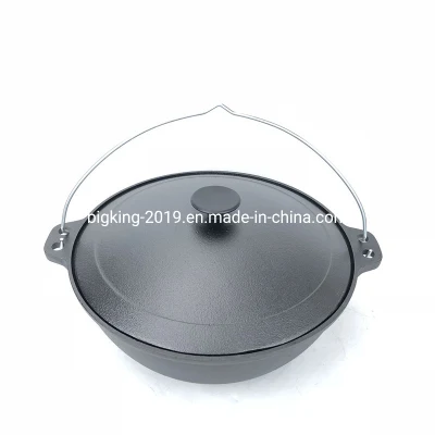 No Preseasoned Popular Stick Federación Caldero Kazan Pot Wok con cubierta de hierro fundido en Rusia el uzbeko