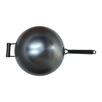 Negro Pans negro duradero de estilo nuevo hecho a mano Wok japonés con madera Mango