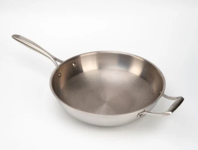 30cm Cookware de gama alta 3 capa de titanio puro freír Wok