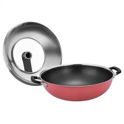 Venta caliente Cookware Acero inoxidable antiadherente Revestimiento de cerámica externa Eterna Capa 36cm sartén