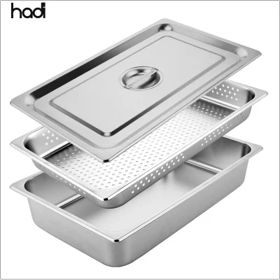 Guangzhou exclusivos productos de cocina cocinar pan Set nos comercial tipo NSF Aprobar Gn sartén de acero inoxidable roces Dish introducir recipientes con tapa