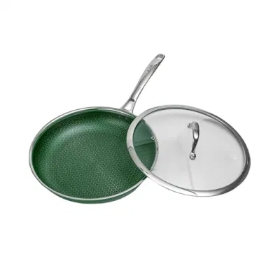Acero inoxidable Cookware antiadherente miel Comb Coating Cerámica verde negruzco 28cm sartén