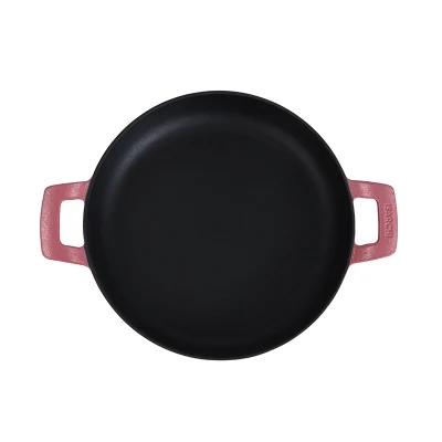 Bandeja de hierro fundido de hierro fundido con esmalte magenta duradera