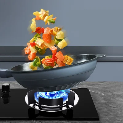 Utensilios de cocina Cuna de aluminio fundido de uso doméstico sartén redonda de stir Con tapa