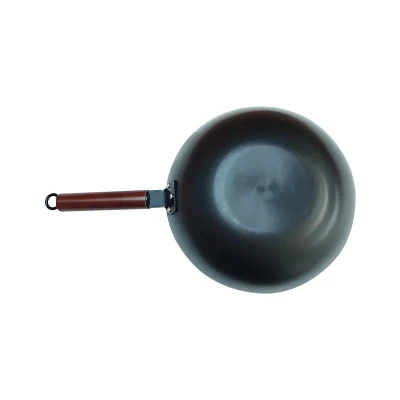 Negro Pans negro duradero de estilo nuevo hecho a mano Wok japonés con madera Mango