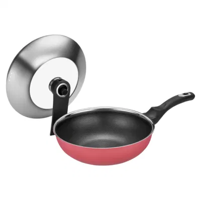 Venta caliente Cookware Acero inoxidable no adherente Revestimiento cerámico exterior capa 24cm sartén