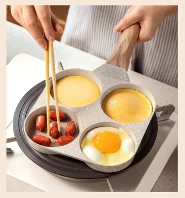 Bandeja de huevos para el desayuno con revestimiento antiadherente de crepe de 4 hoyos