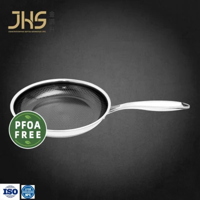 Fábrica al por mayor 3 Ly 304 Acero inoxidable Doble grabado no Sartén de panal de abeja con tapa