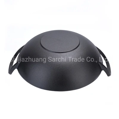 Grande de 14 pulgadas tradicionales Wok de hierro fundido para cocinar