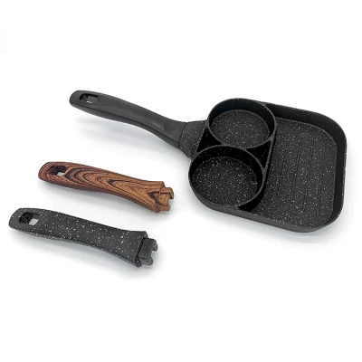 La Olla freír Four-Hole Tortilla gruesa Non-Stick Pan panqueques de huevo cocinar pan filete jamón huevo pan Desayuno Maker