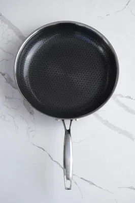 Fábrica al por mayor Personalización Acero inoxidable Non Stick Honey Comb freír Cacerolas con revestimiento cerámico PFOA &amp; PPA Cocina de cerámica gratuita