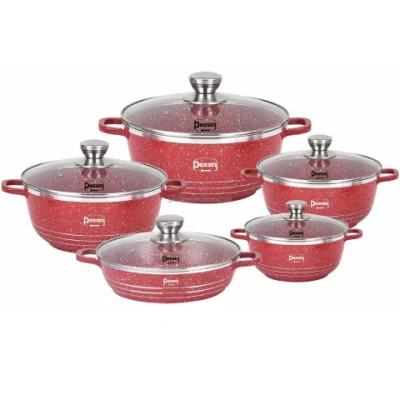 10 piezas de aluminio presofundido antiadherente utensilios de cocina Set África granito clásico El juego de ollas y sartenes incluye la sartén cazuela de salsa
