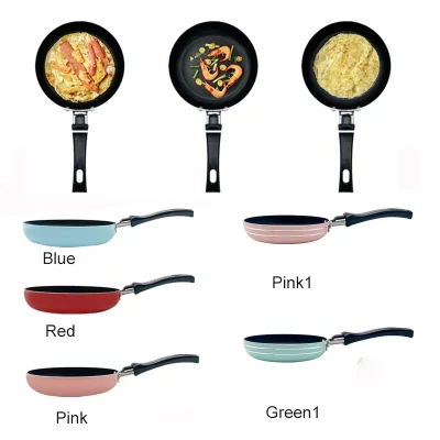 Venta en caliente Color antiadherente sartén de aluminio 14cm Mini tortilla Pan de rizo de huevo con Bakelite Handle Supermarket Promotion