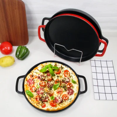 Aceite vegetal saludable o caramelo antiadherente molde de hierro fundido Pizza Pan Pealla Pan