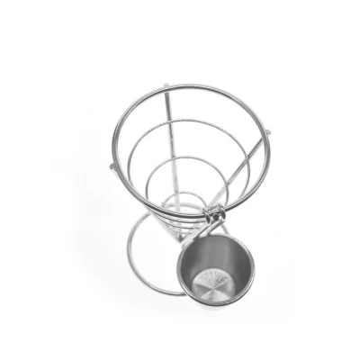 El cono Snack Rack pantalla Soporte Soporte de patatas fritas, el cono Cesta de alambre de metal para alimentos patatas chips peces Aros de Cebolla con Salsa Portavasos de ESG12292 Rack