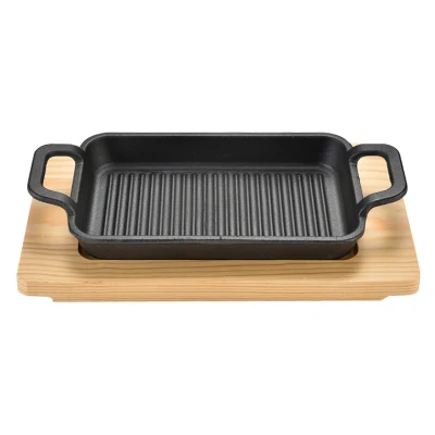 Sartén antiadherente sartén Multifunctional Fry Steak Pan de hierro fundido rectangular