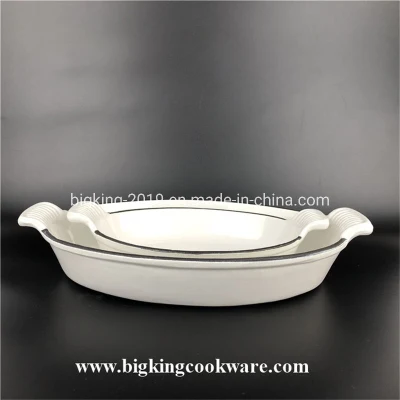 Plato de hierro fundido esmaltado de pan tostado con forma de bandeja de hornear pescado