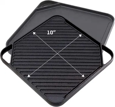 Doble cara Pan Griddle superior Cocina no Stick Pan Square Caliente Camping freír Grilling Hierro fundido Skillet Grill Pan