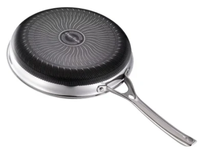 Panal de panal de panal antiadherente de acero inoxidable Triply Wok Pan Stir-Fry Wok con tapa, Skillet con mango Stay-Cool PFOA sartén gratis Cookware Set Induction compatible
