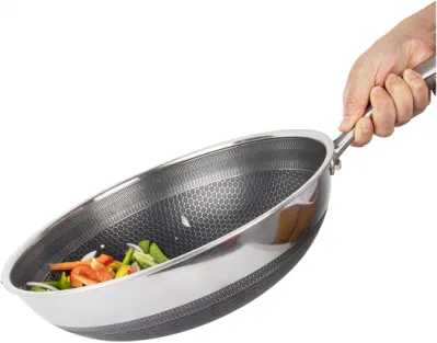 Panal de panal de panal antiadherente de acero inoxidable Triply Wok Pan Stir-Fry Wok con tapa, Skillet con mango Stay-Cool PFOA sartén gratis Cookware Set Induction compatible