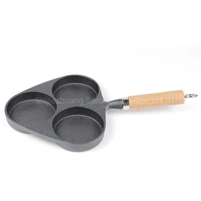 Mini Desayuno dividido Hierro fundido 3-taza de huevo freír Pan Pre-sazoned Pan de omelet