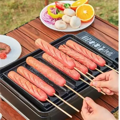2023 aparatos de cocina y parrilla de perro caliente al aire libre haciendo rodillos Sartén a máquina