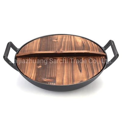 Japonés hierro fundido Hierro Wok induce carne Stir Fry Pan