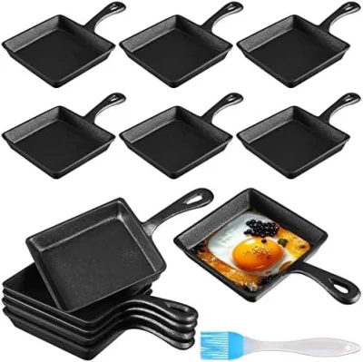Venta directa en caliente Mini sartén de hierro fundido prescondido Pan de hierro fundido de Tamagoyaki Pan de tortilla japonesa