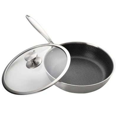 Alta calidad Hot Sale Honeycomb Acero inoxidable Cookware freír sin palillo Pan