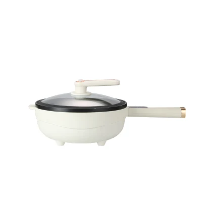 Sartén para freír con freidora de olla caliente Mini Con tapa de vidrio estofado