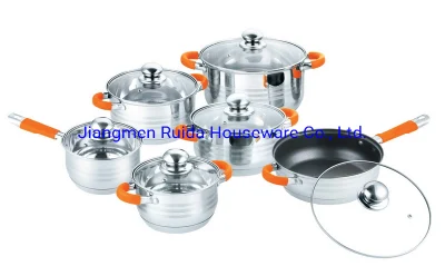 Sartén de acero inoxidable 12pcs para freír con cazuela antiadherente