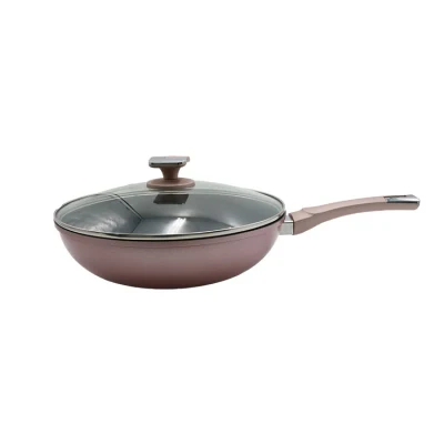 Nuevo diseño de utensilios de cocina de aluminio forjado, tapa de silicona, bandeja antiadherente, sartén