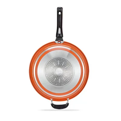 Sartén con tapa, profundo Saute asa panorámica Sartén, inducción compatible, apto para lavavajillas