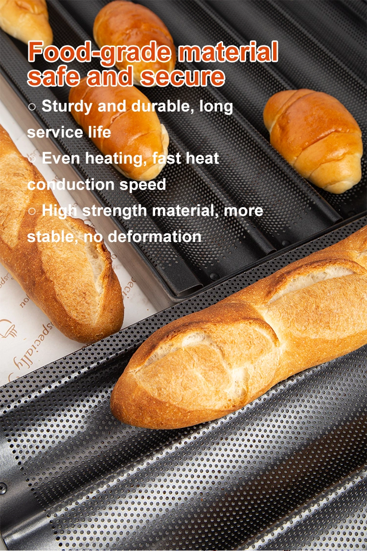 3 Waves Non Stick French Bread Mold Baguette Tray Baking Pan