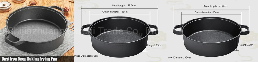 Cast Iron Egg Frying Pan Skillet Omelet Pan Round Pancake Crepe Pan with Double Ears