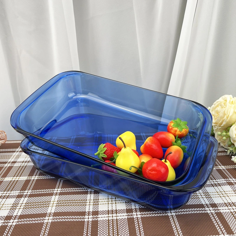 Cobalt Blue High Borosilicate Glass Bakeware, Heat Resistant Baking Tray, Glass Plates, Glass Pans