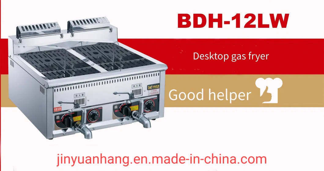 French Fries Fried Chicken Kitchen Equipment Machine Commercial Double-Pot Desktop Gas Deep Fryer Bdh-12lw