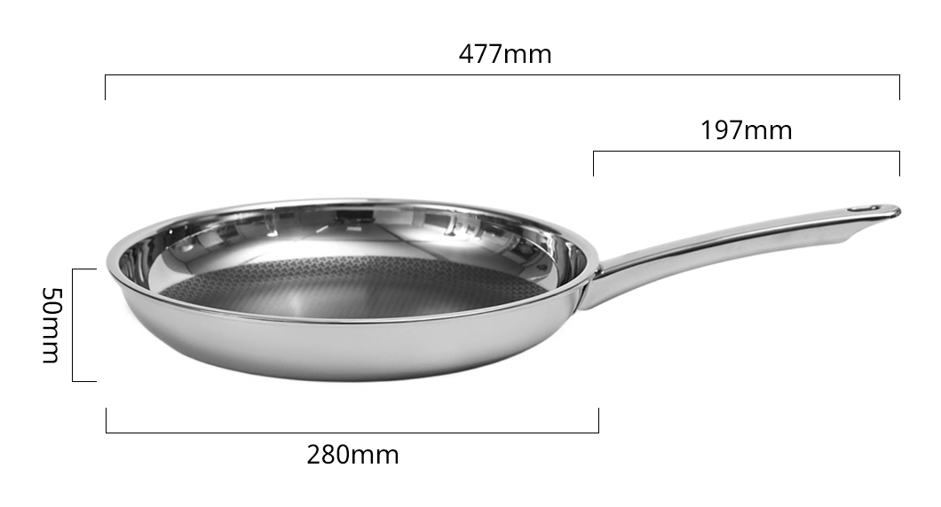 Hot Sales Stainless Steel Cookware Nonstick Y Shape Coating 28cm Frying Pan