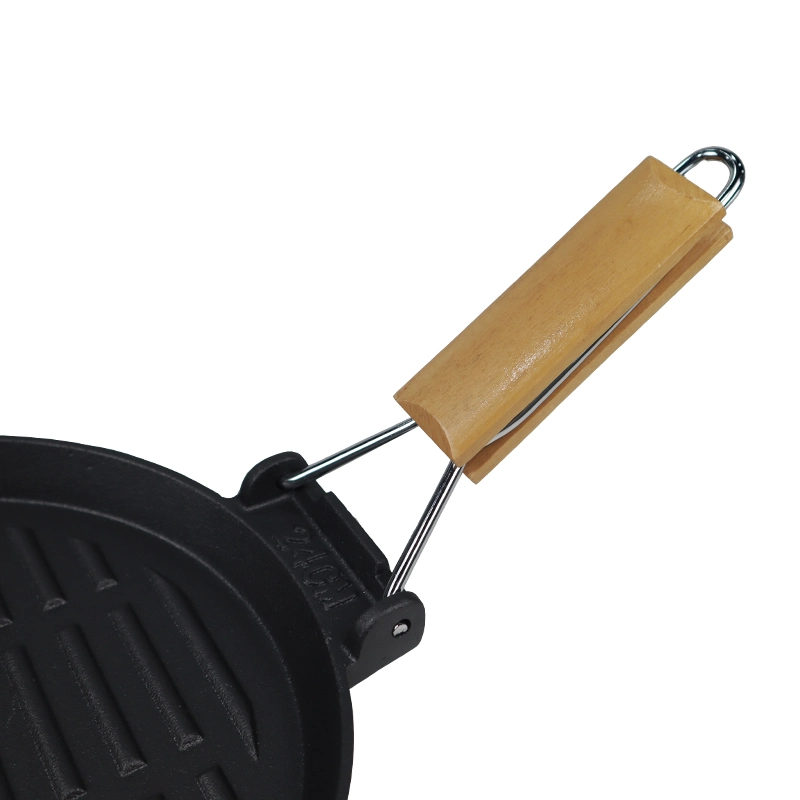 Non Stick Striped Round Cast Iron Griddle Pans Steak BBQ Bacon Frying Skillet Pan for Cooking Camping