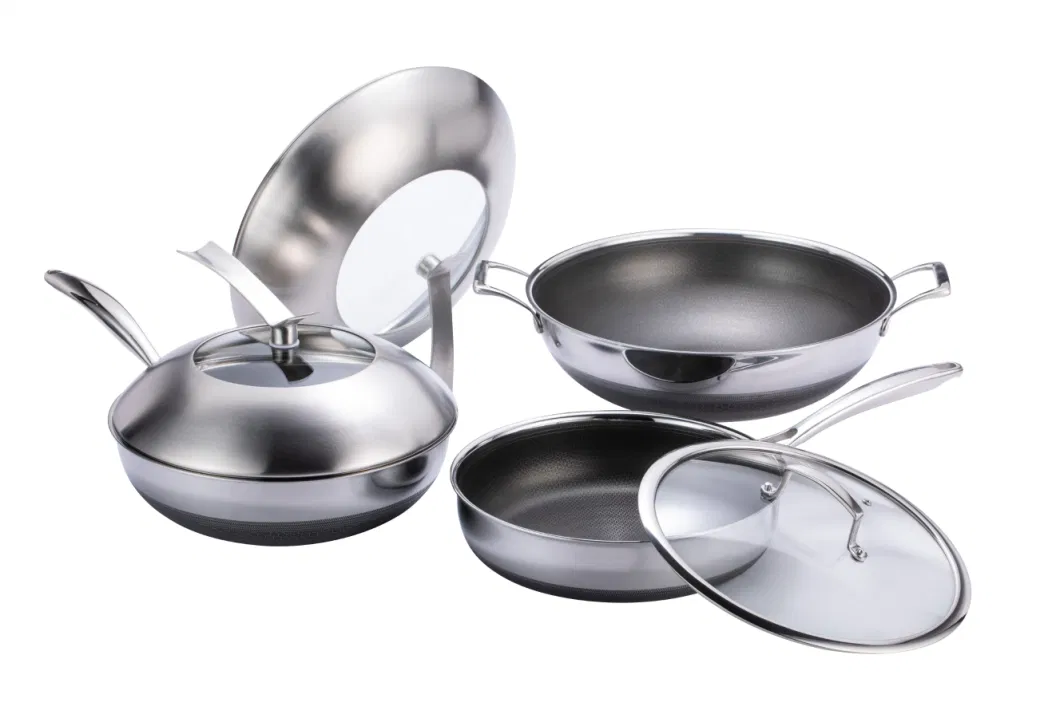 Hot Sales 3PCS Non-Stick Double Layers Coating Stainless Steel Frying Pan Cookware Set