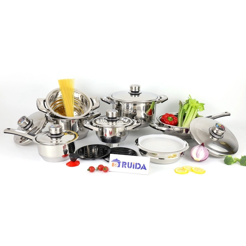 8PCS Kitchenware Utensils Stainless Steel Cooking Pan with Big Belly Shape