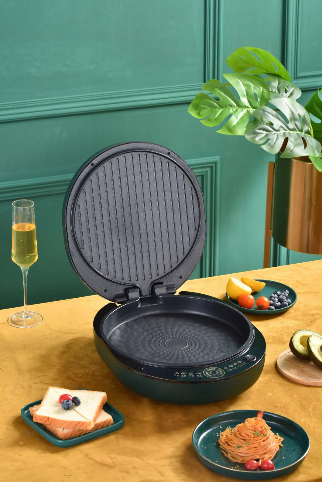 Non-Stick Coating Double Side Heating Electric Grill Pan 30cm